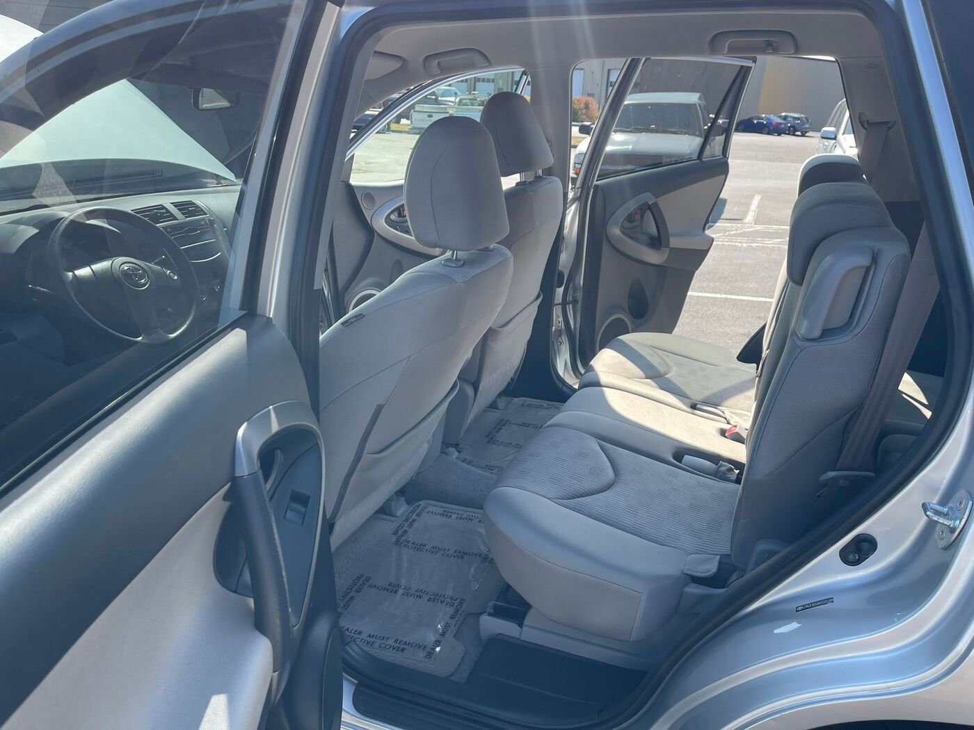 Light grey cloth interior of a Toyota RAV4 after an interior detail
